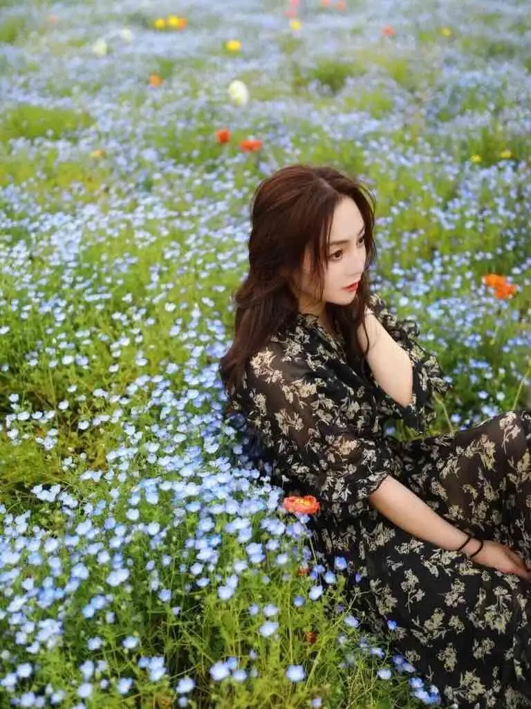 [明星日记]欧阳娜娜同款碎花雪纺连衣裙打底长裙收腰显瘦气质女