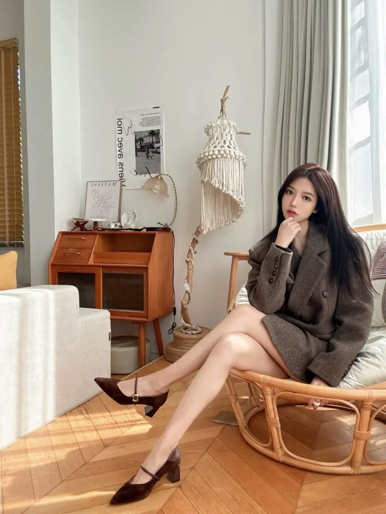 [TATA他她]粗跟玛丽珍鞋女黑色高跟鞋女小皮鞋单鞋XGM01AQ5