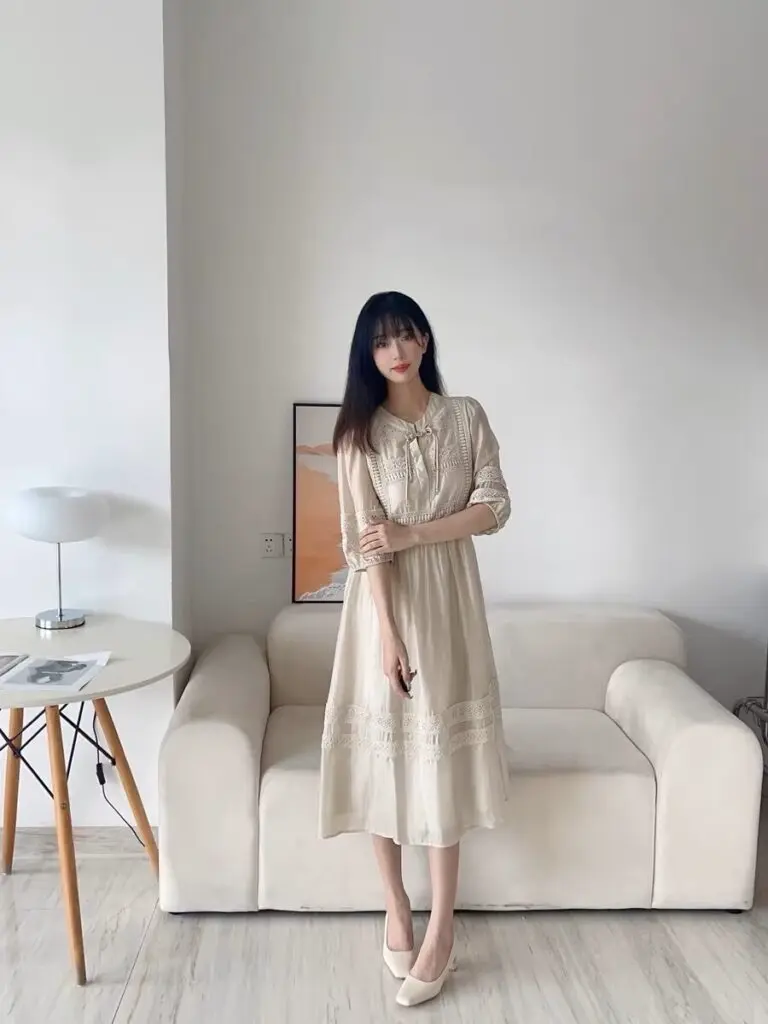 [贝尚美格]高跟鞋女白色浅口鞋子女法式复古百搭夏季羊皮粗跟单鞋女