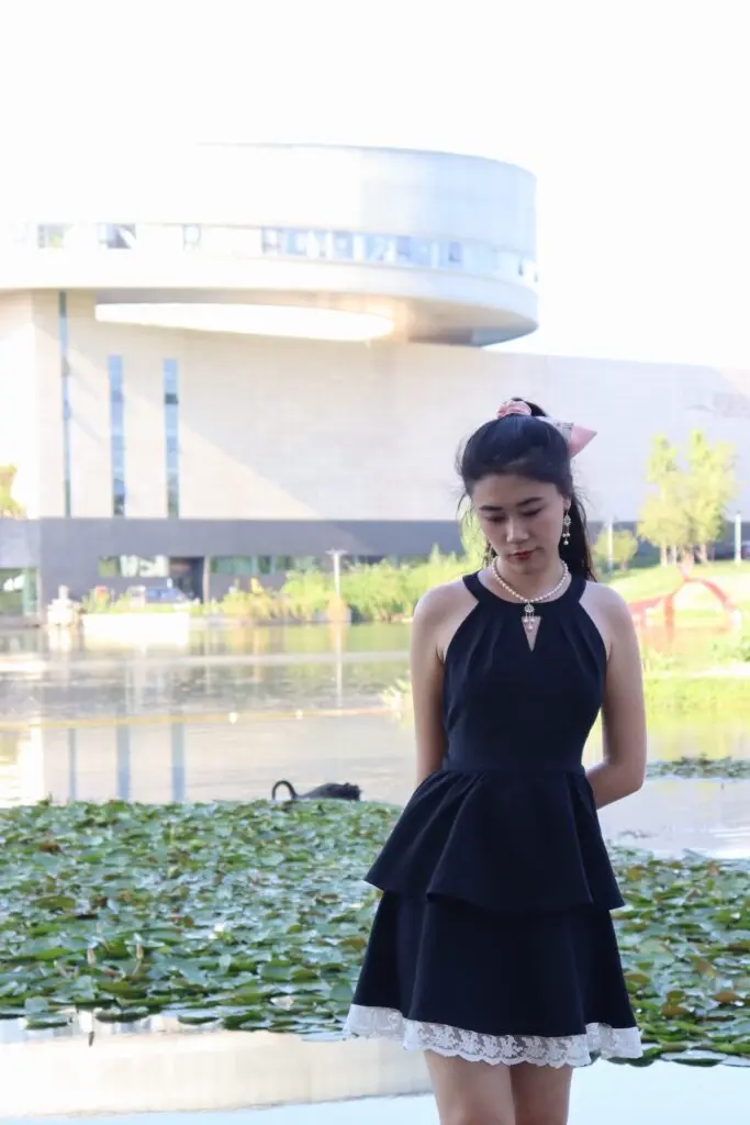 [palglg]赫本风黑色挂脖连衣裙女夏季富家千金气质蛋糕裙公主裙子