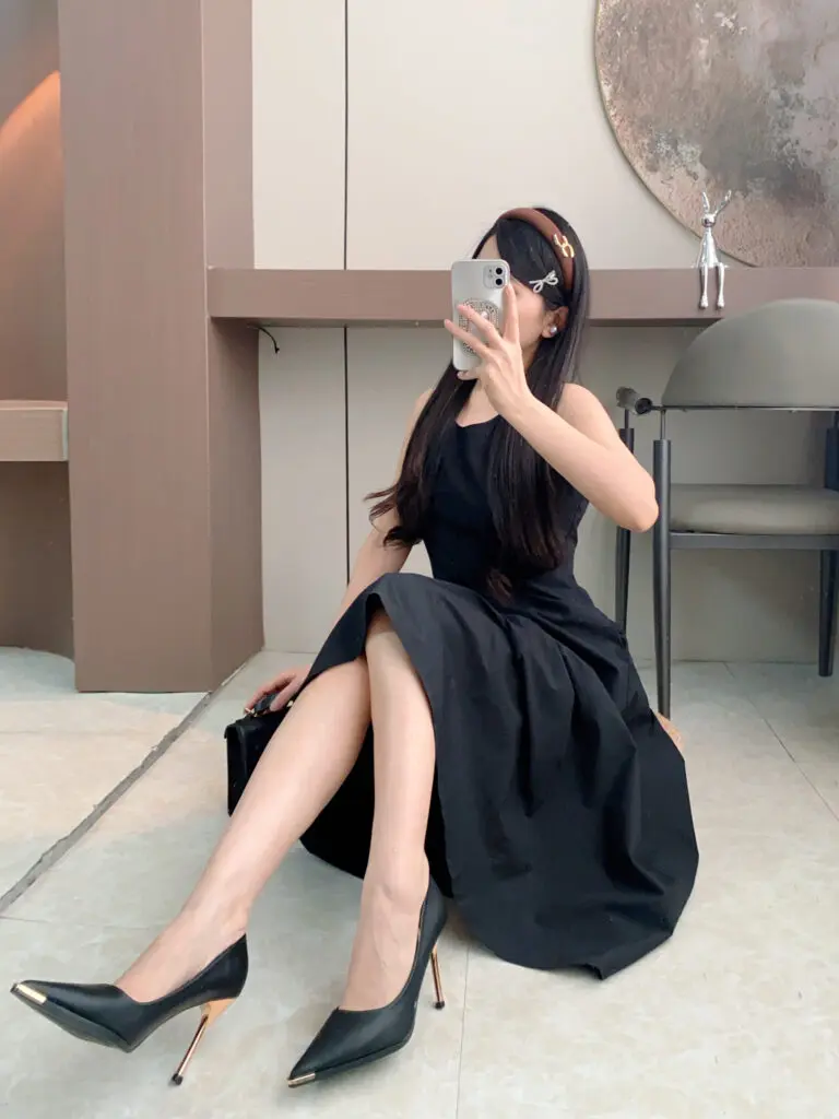 「SUFEIFEI」【羊皮版】高跟鞋女细跟舒适小个子职业黑色工作单鞋