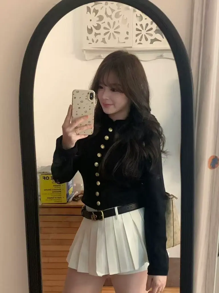 「ANDYET AD1」原创设计LOGO刺绣短款A字百褶裙夏季显瘦短裙女学院风