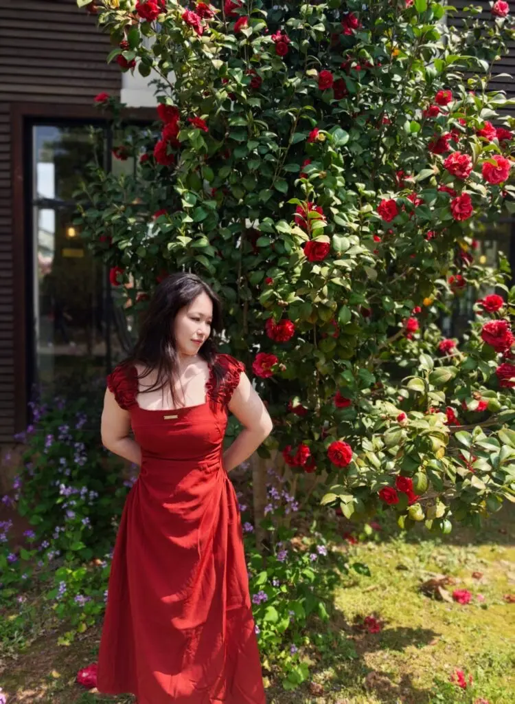 「三寸藕」法式复古显白方领连衣裙女感梨形身材红色泡泡袖礼服裙