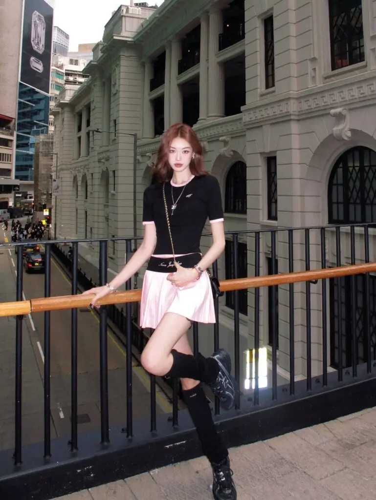 「NanaJacqueline」夏季撞色刺绣复古时尚运动套装高尔夫网球