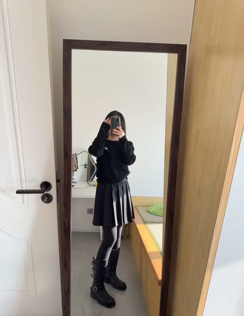 URDAN RBLVOV牛皮版长筒马丁靴女夏季高筒真皮骑士靴厚底增高靴子