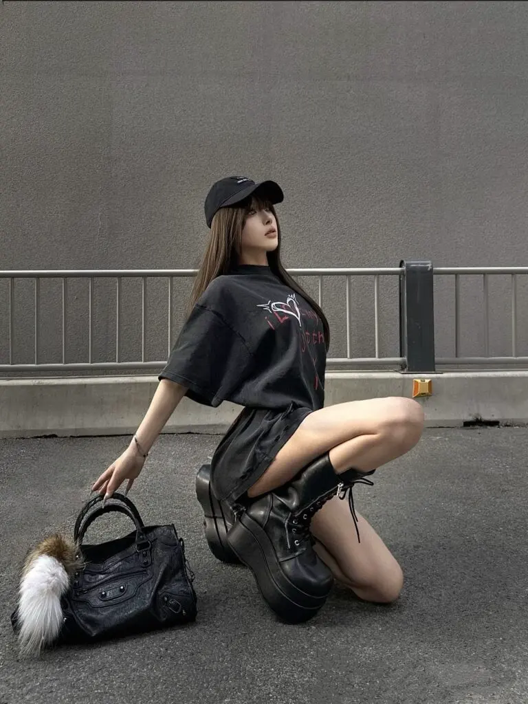 Demonia265暗黑哥特朋克厚底靴中筒靴哥特摇滚增高矮子乐辣妹靴