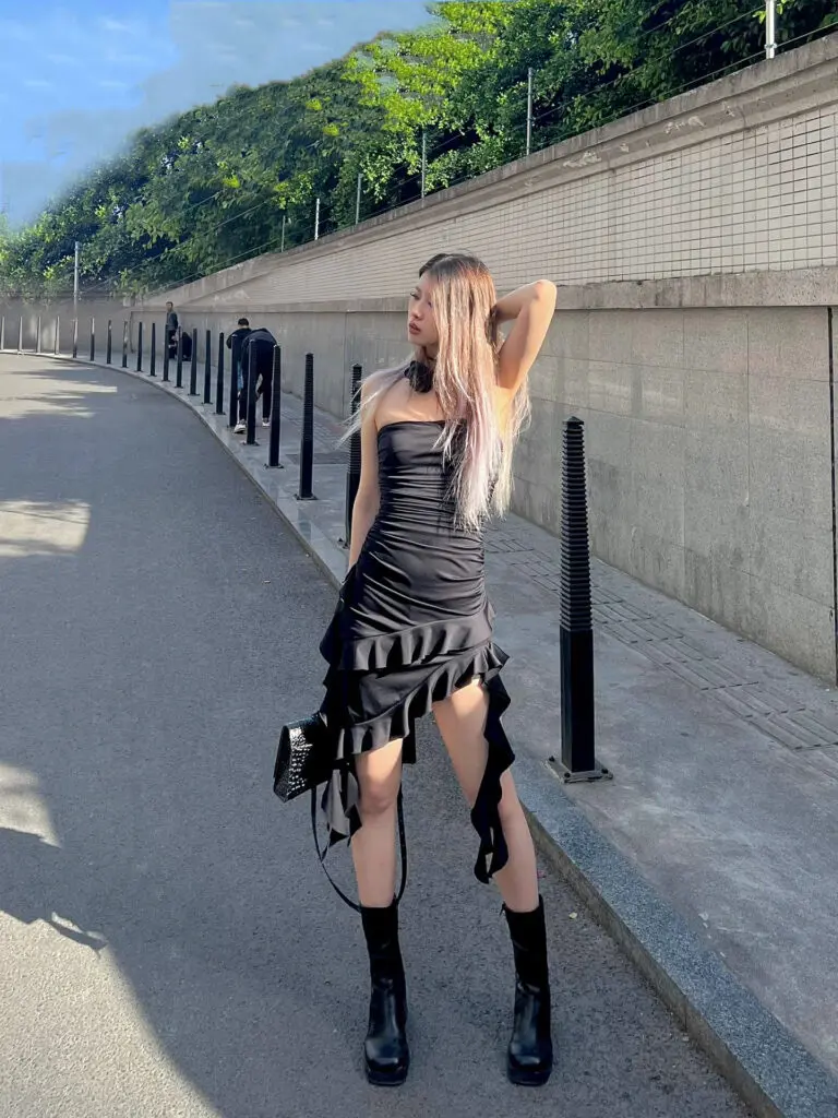 羊皮版~复古高跟真皮中筒靴女粗跟厚底马丁靴骑士堆堆短靴西部靴