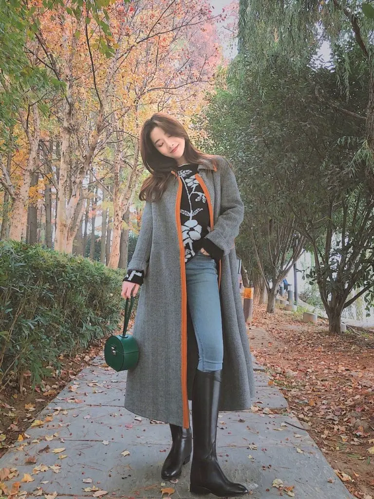 hunnz长靴女不过膝子真皮长筒靴女英伦风皮扣高筒骑士靴