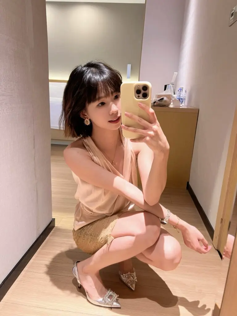 卜斯斯 轻薄微透三层过渡弹力微包臀鎏金女士蕾丝半身裙