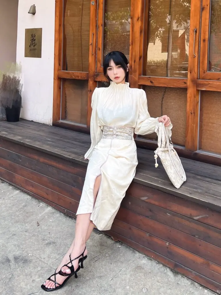 董洁同款真美诗星链幻想夏季光泽牛皮气质交叉细带高跟凉鞋女